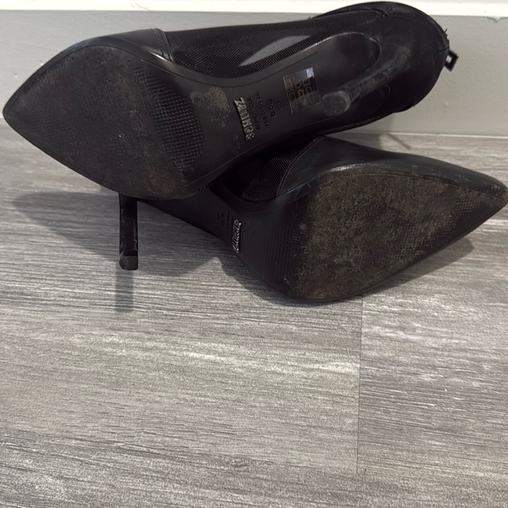 SCHUTZ Pia High Heel Leather/Mesh Booties - Picture 6 of 7